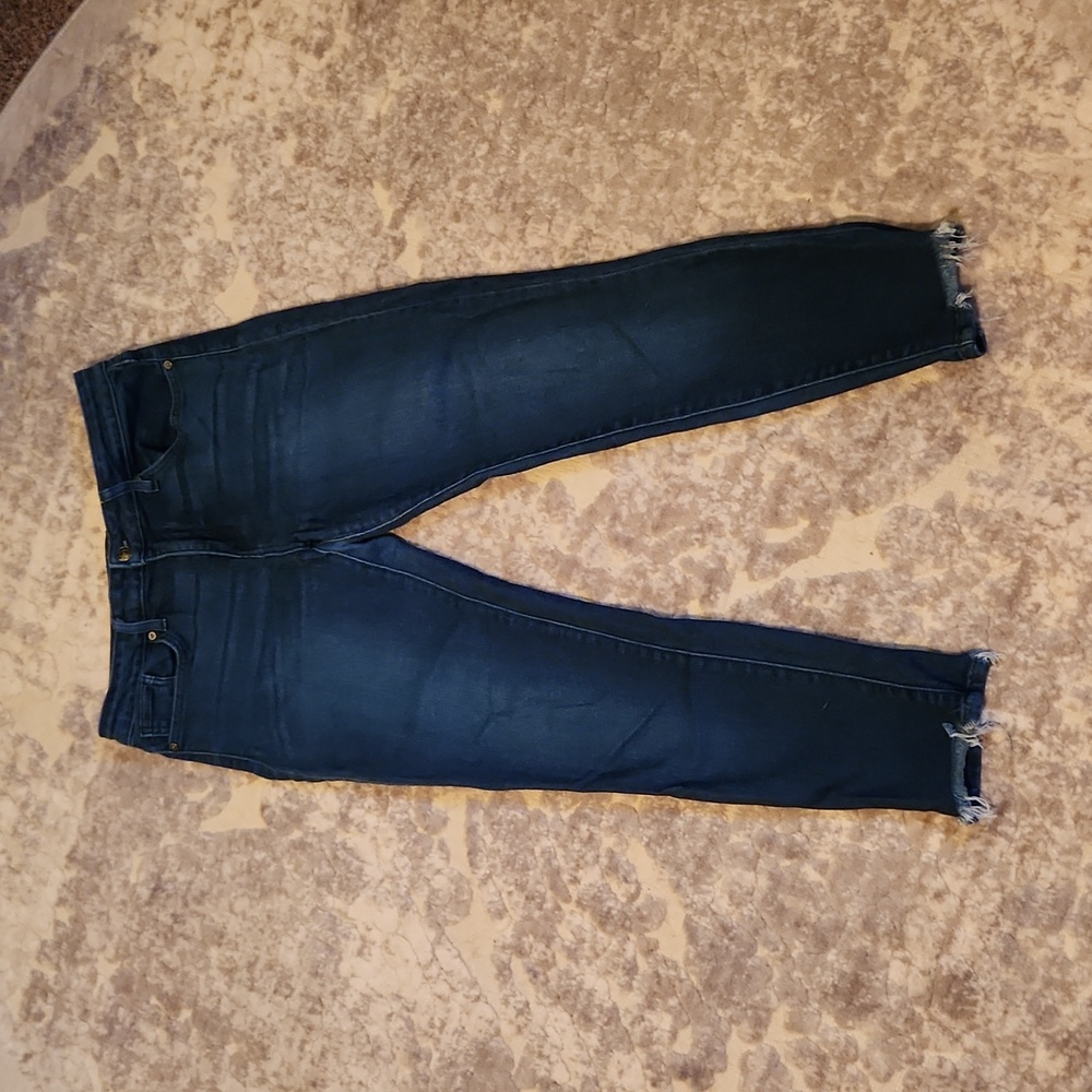 Just Black Denim Jeans Sz 30 Dark Wash Made In USA Distressed Hem